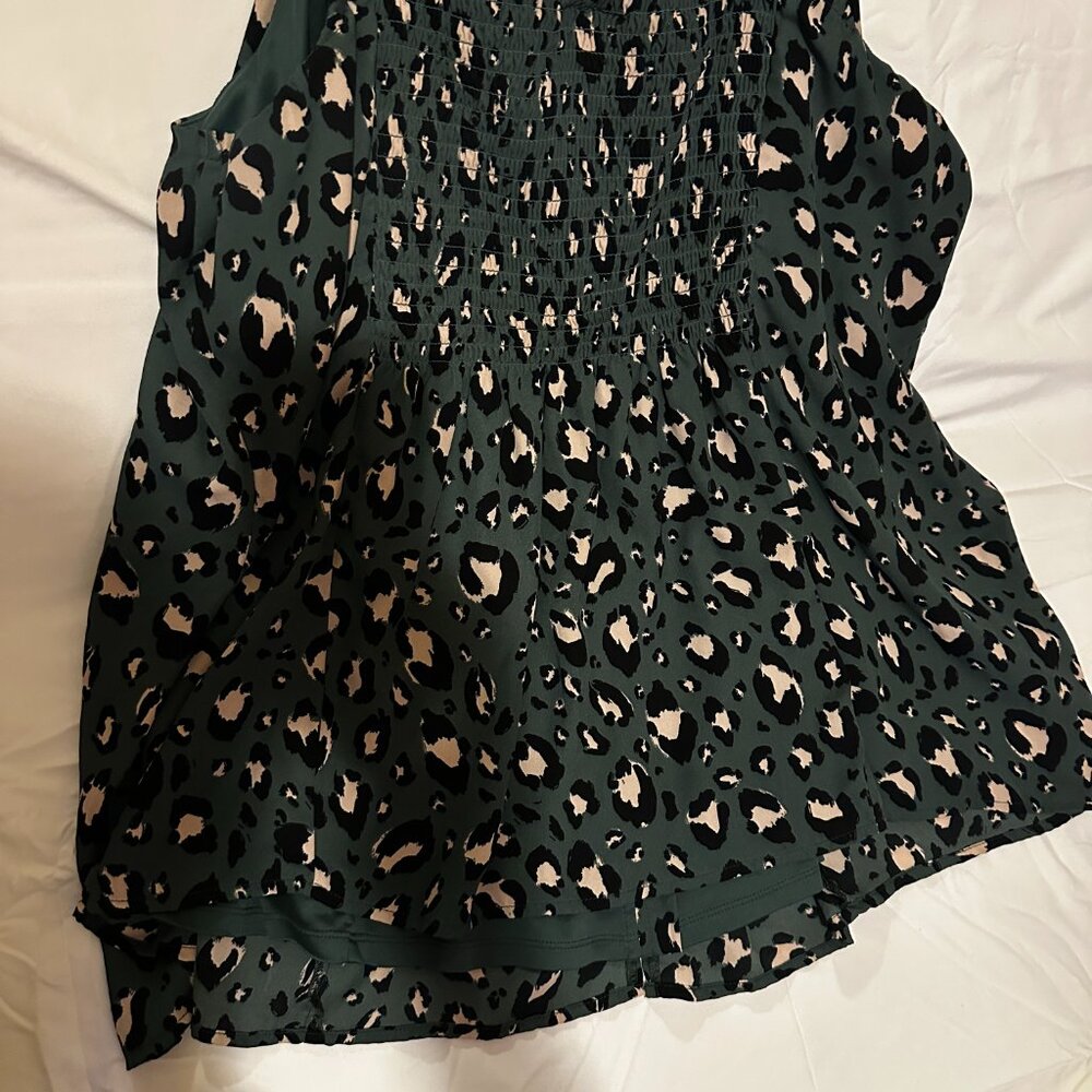 Torrid Camisole Tunic Going Out Top Sleeveless Blouse 2x Green Leopard Print - Picture 5 of 9